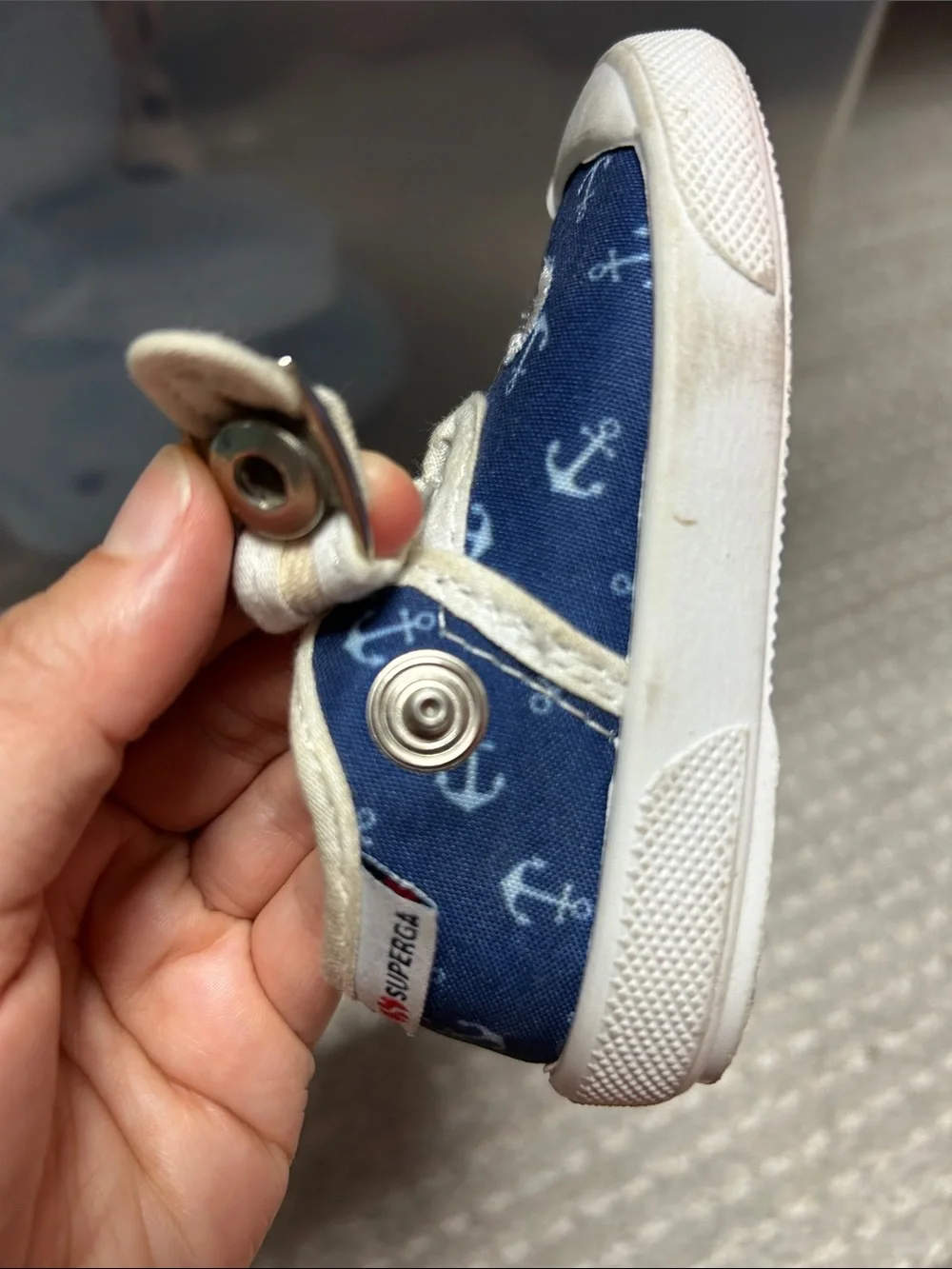 Superga baby/toddler Navy Anchor Print Canvas Sandals